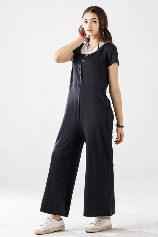 Plus Comfort Button-up front closure Jumpsuit sold by Charming Charlie product image thumbnail 4
