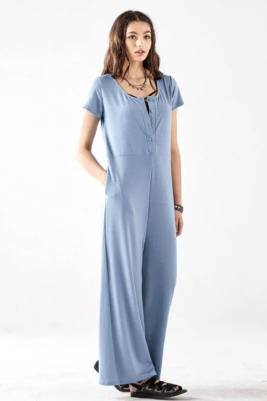 Plus Comfort Button-up front closure Jumpsuit sold by Charming Charlie