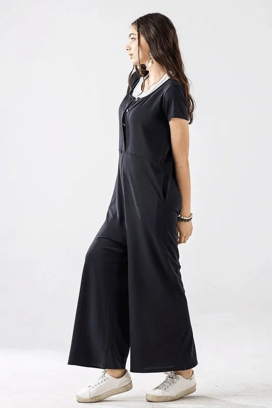 Plus Comfort Button-up front closure Jumpsuit sold by Charming Charlie product image thumbnail 5