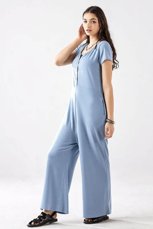 Plus Comfort Button-up front closure Jumpsuit sold by Charming Charlie product image thumbnail 2