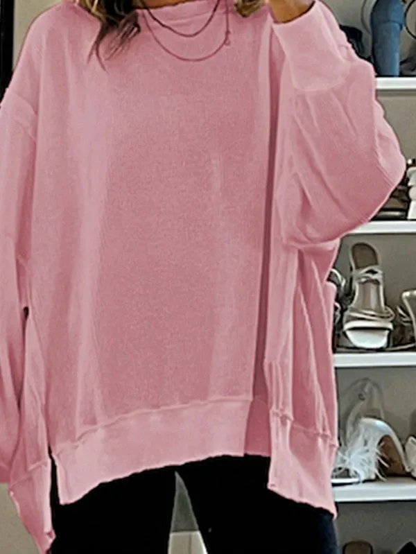 Cotton Waffle Bishop Split Oversized Pullover sold by Charming Charlie product image thumbnail 2