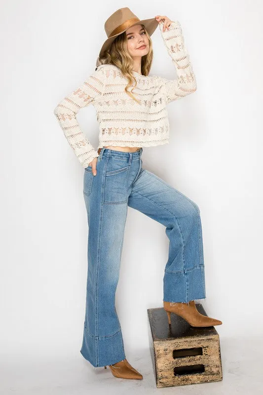 ECO FRIENDLY TUMMY CONTROL SLIM PALAZZO JEANS sold by Charming Charlie product image thumbnail 5