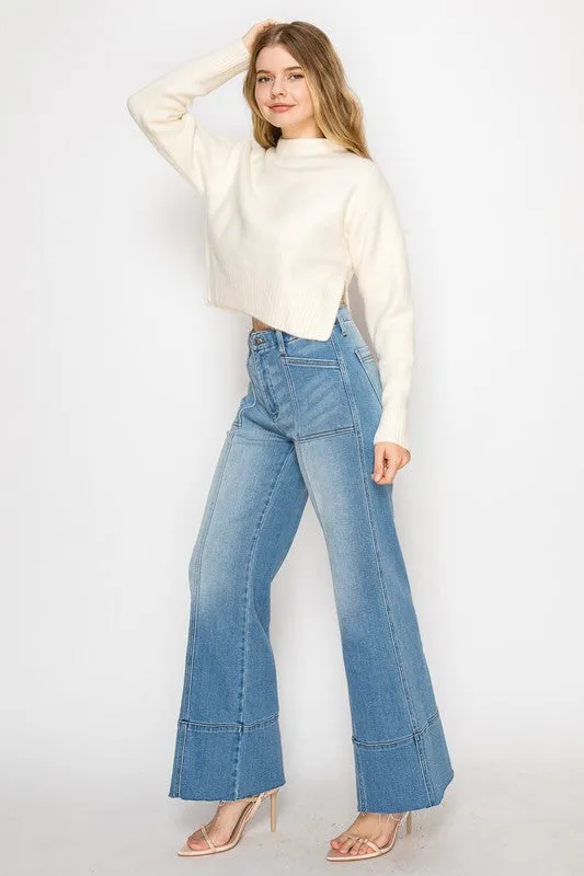 ECO FRIENDLY TUMMY CONTROL SLIM PALAZZO JEANS sold by Charming Charlie product image thumbnail 2