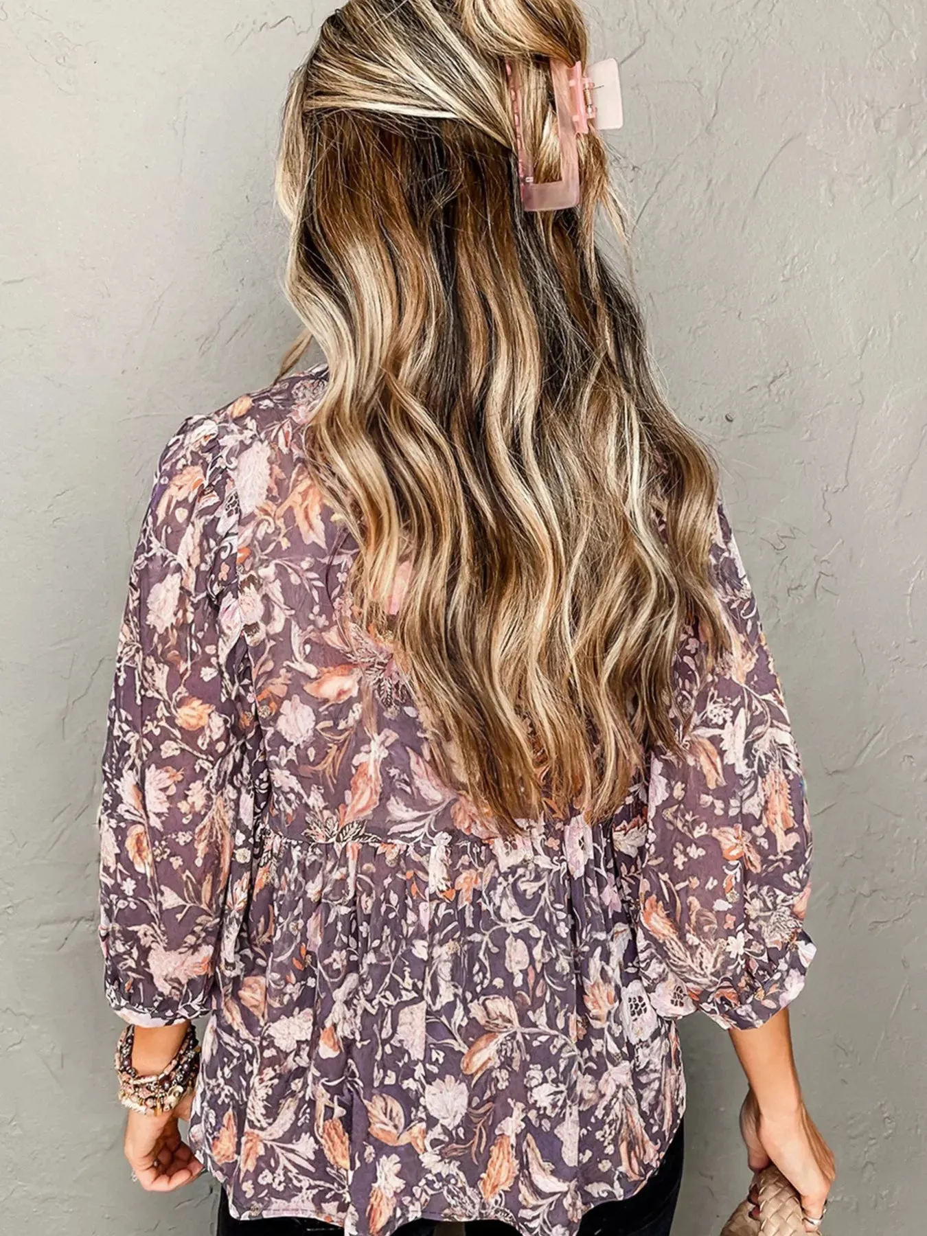 Floral Print Tie Neck Blouse sold by Charming Charlie product image thumbnail 3