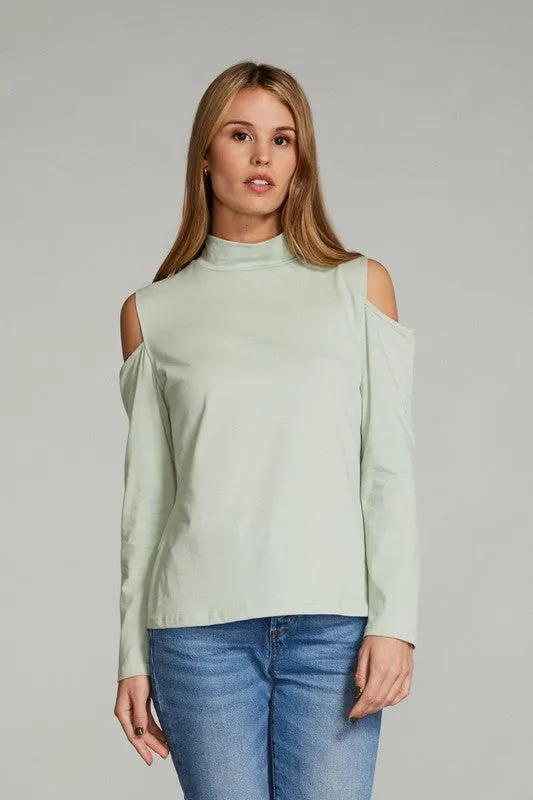 Cold shoulder long sleeve top sold by Charming Charlie