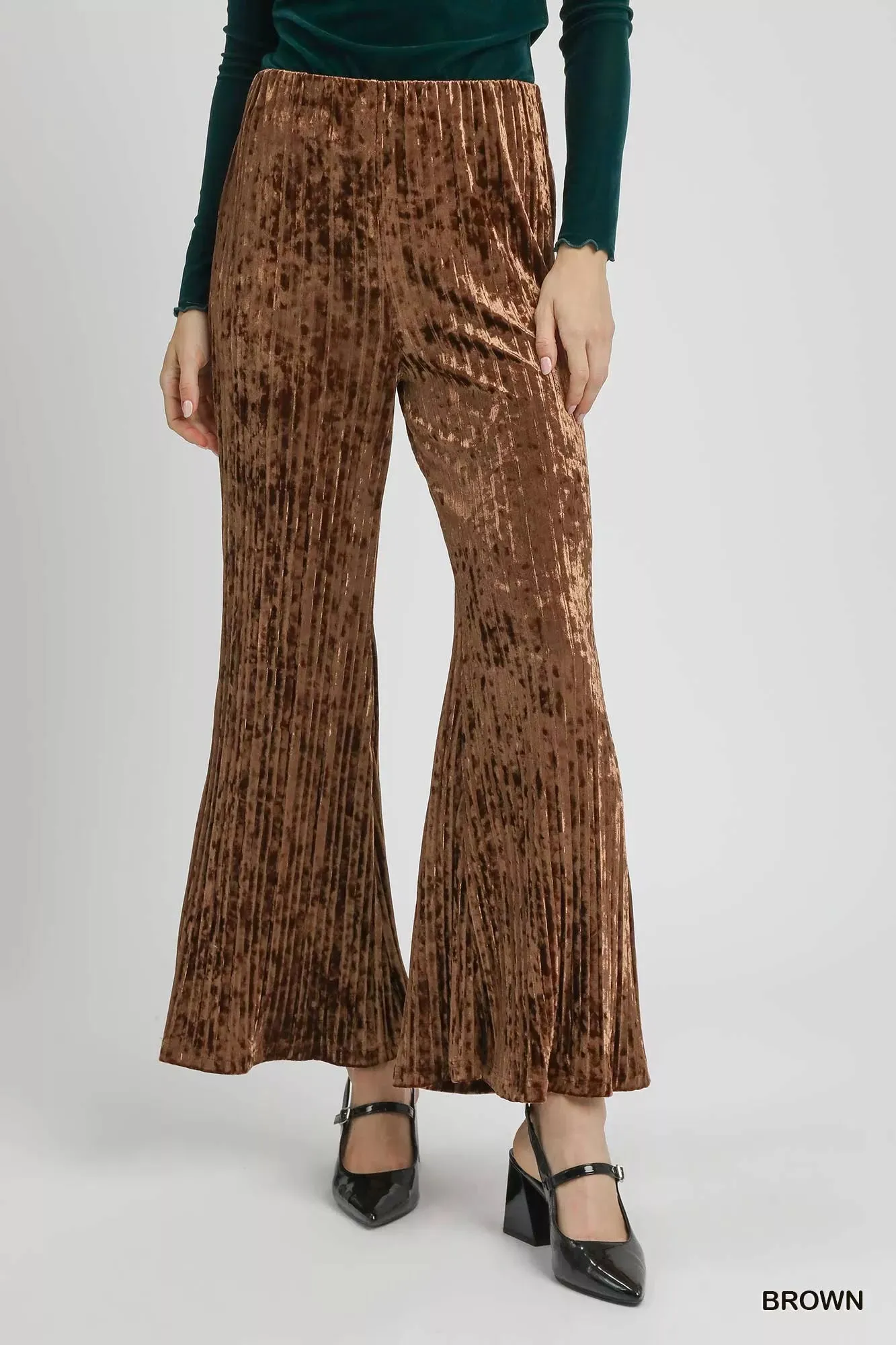 Umgee Velvet Pleated Wide Leg Pants sold by Charming Charlie