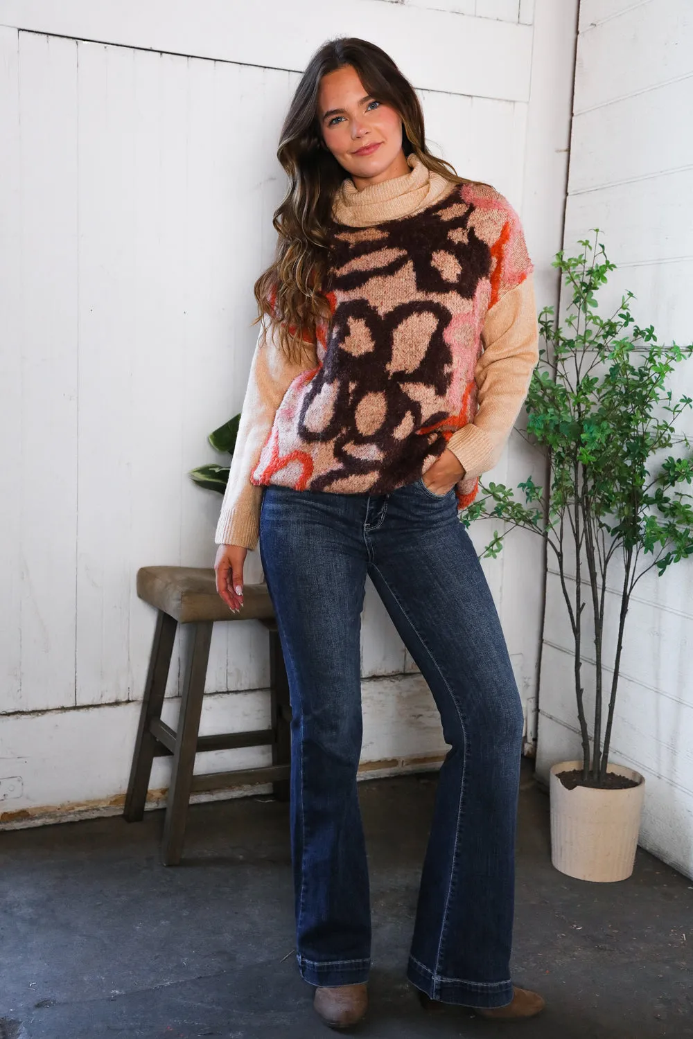 Blooms in Autumn Turtleneck Cozy Sweater sold by Charming Charlie product image thumbnail 3