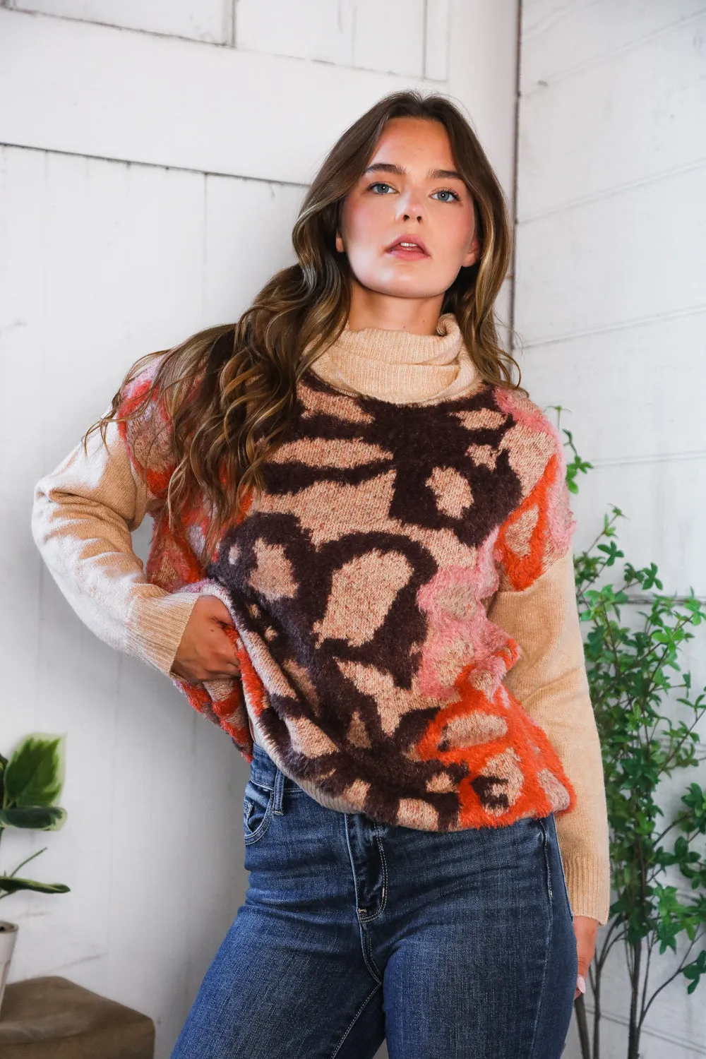 Blooms in Autumn Turtleneck Cozy Sweater sold by Charming Charlie product image thumbnail 2