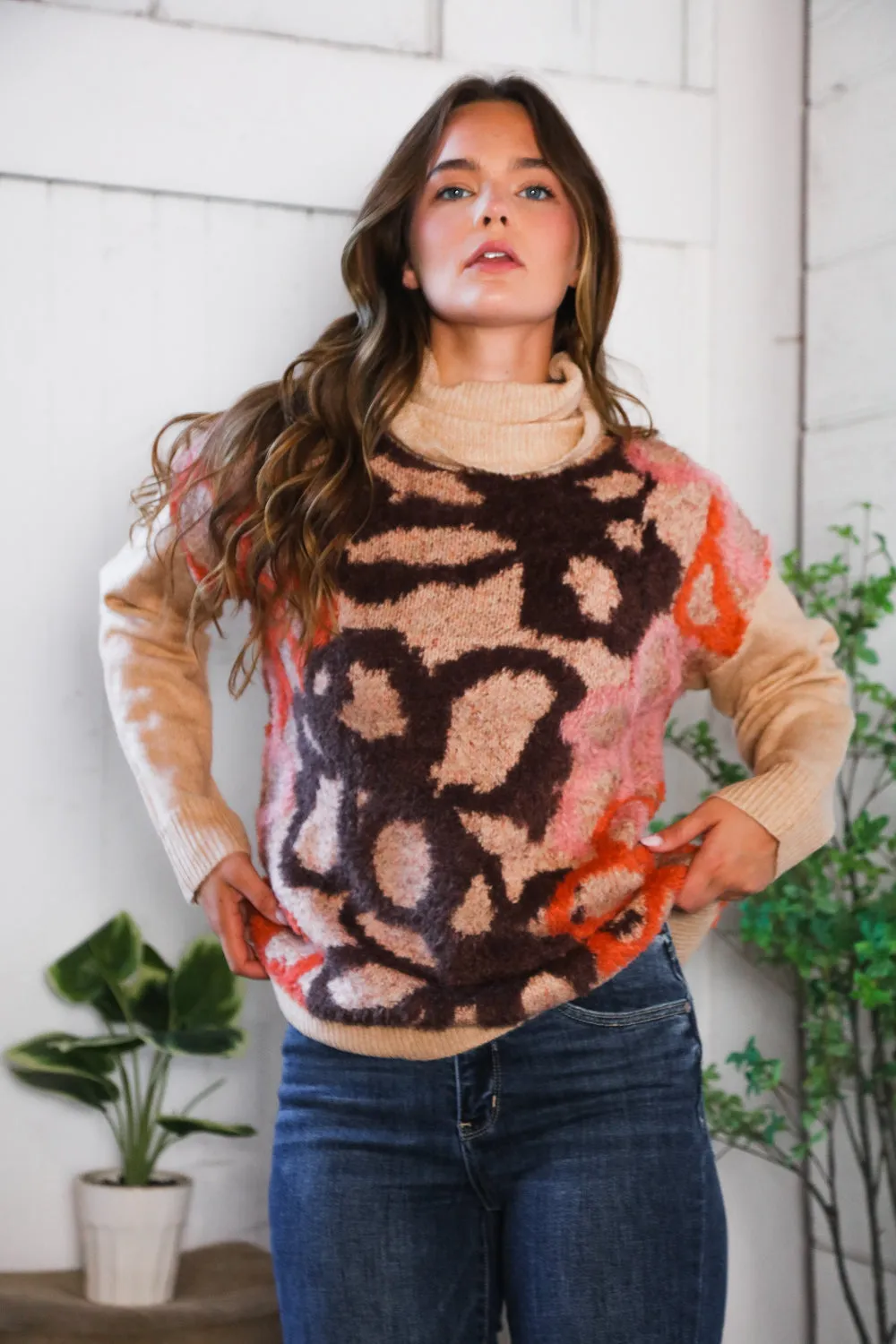 Blooms in Autumn Turtleneck Cozy Sweater sold by Charming Charlie product image thumbnail 5