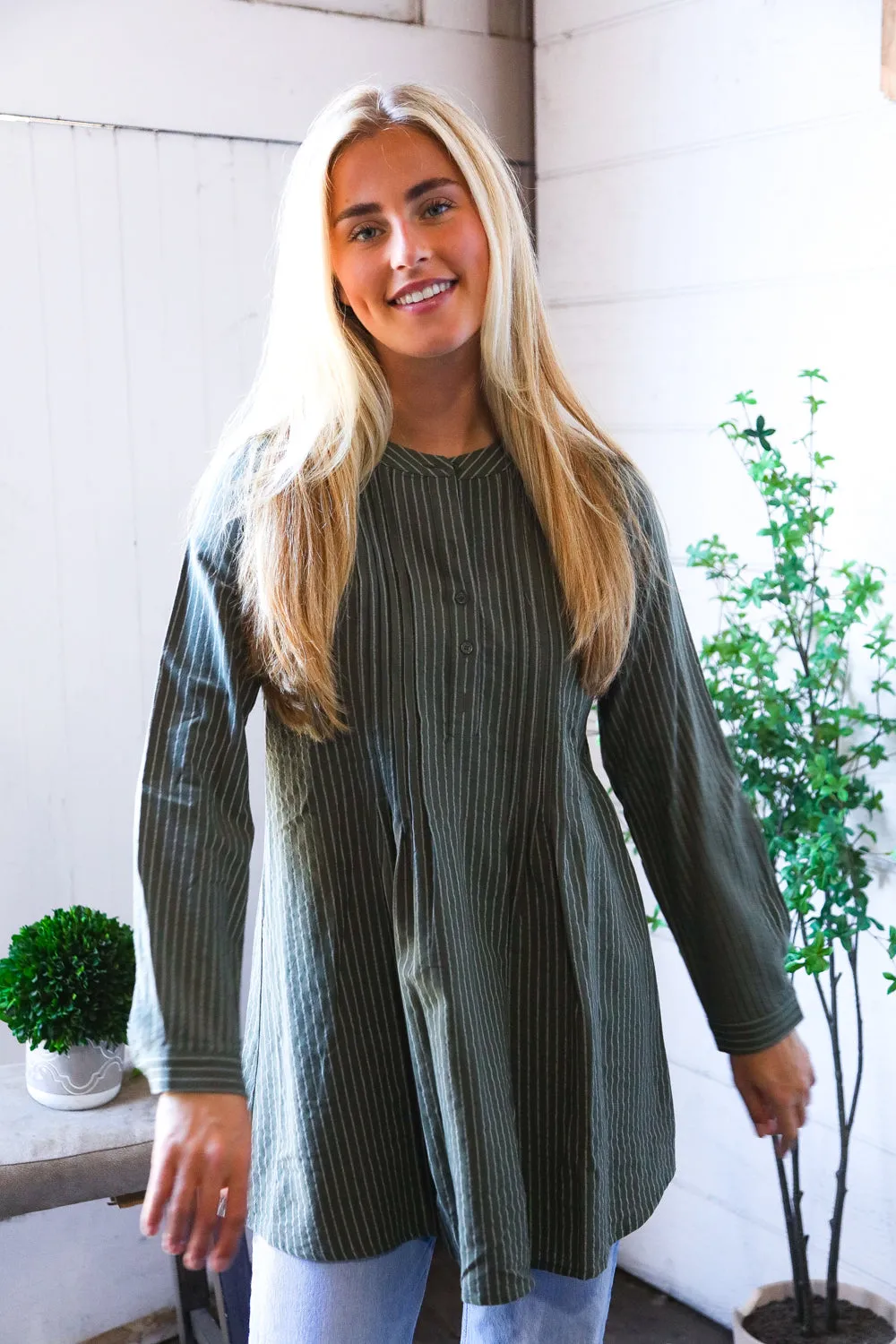 Read Between the Lines Olive Button Cotton Tunic sold by Charming Charlie product image thumbnail 2