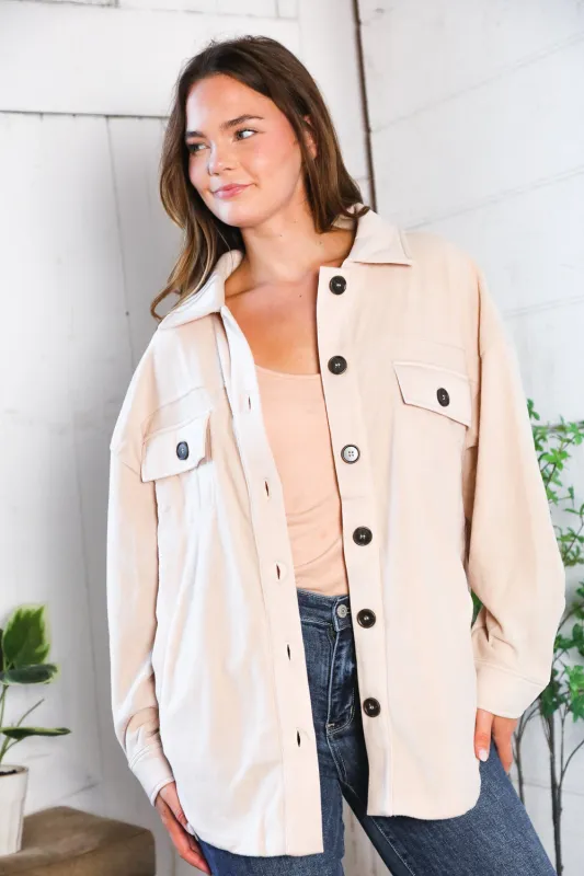 Everyday Adventures Taupe Shacket sold by Charming Charlie