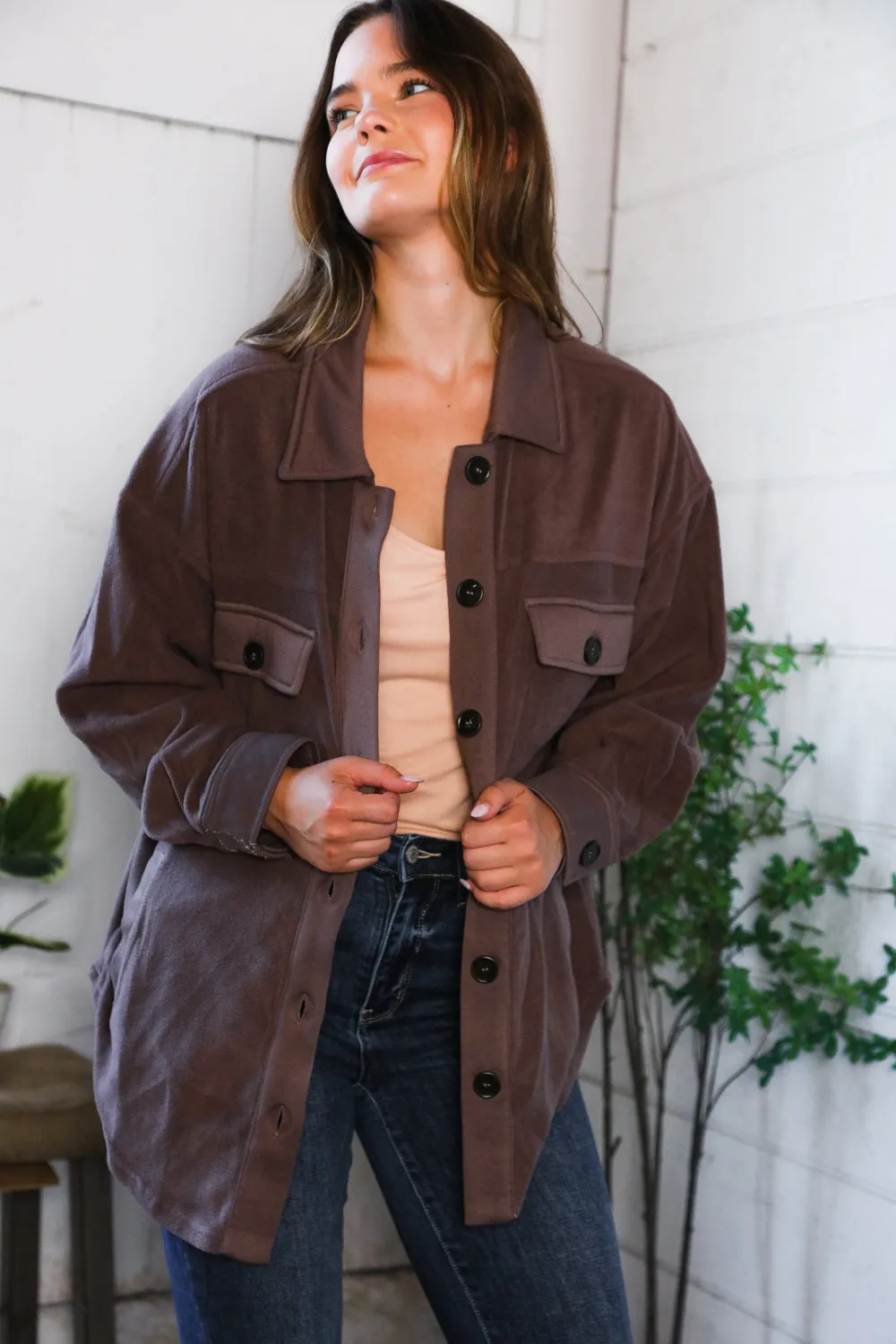 Everyday Adventures Mocha Shacket sold by Charming Charlie product image thumbnail 4