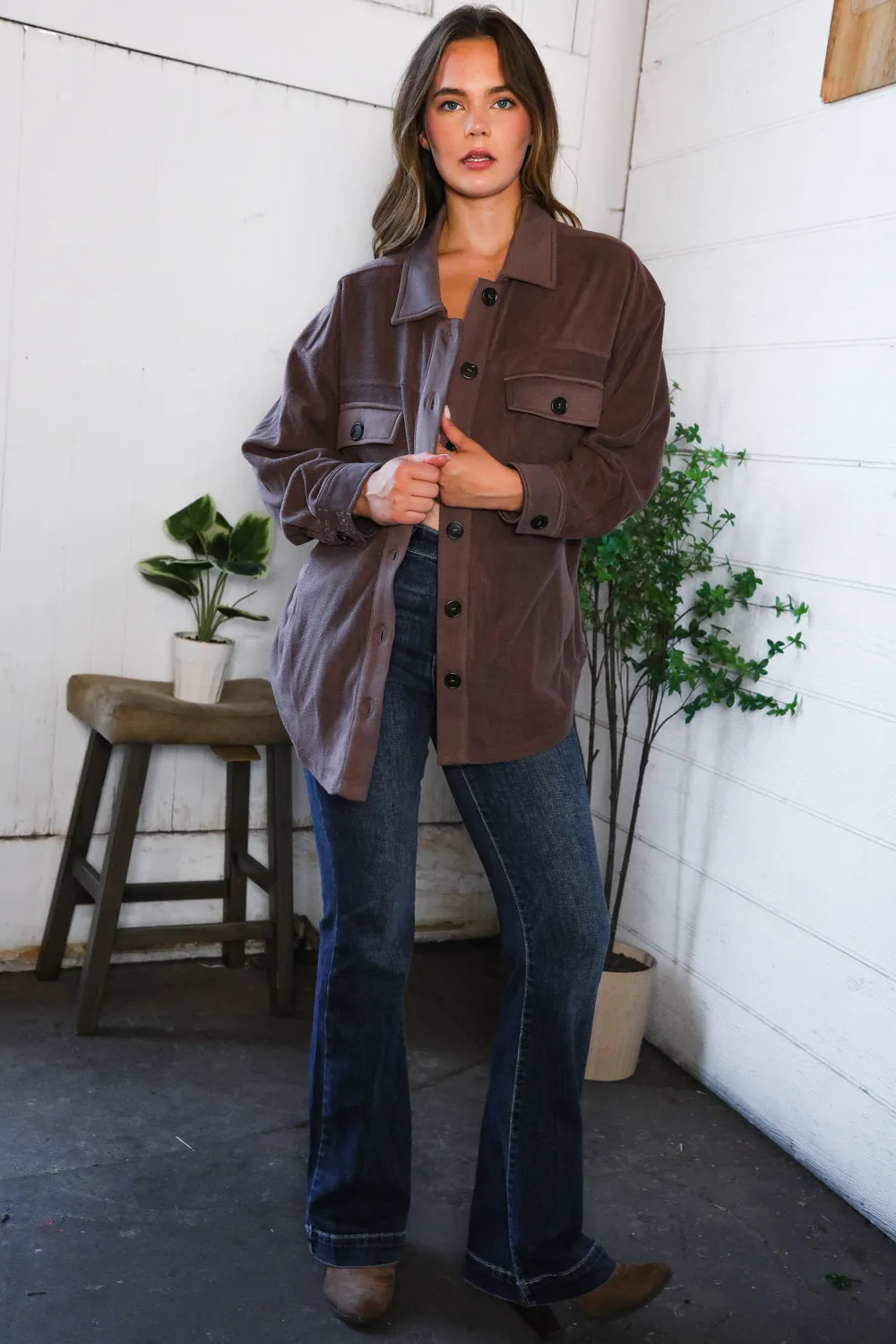 Everyday Adventures Mocha Shacket sold by Charming Charlie product image thumbnail 2