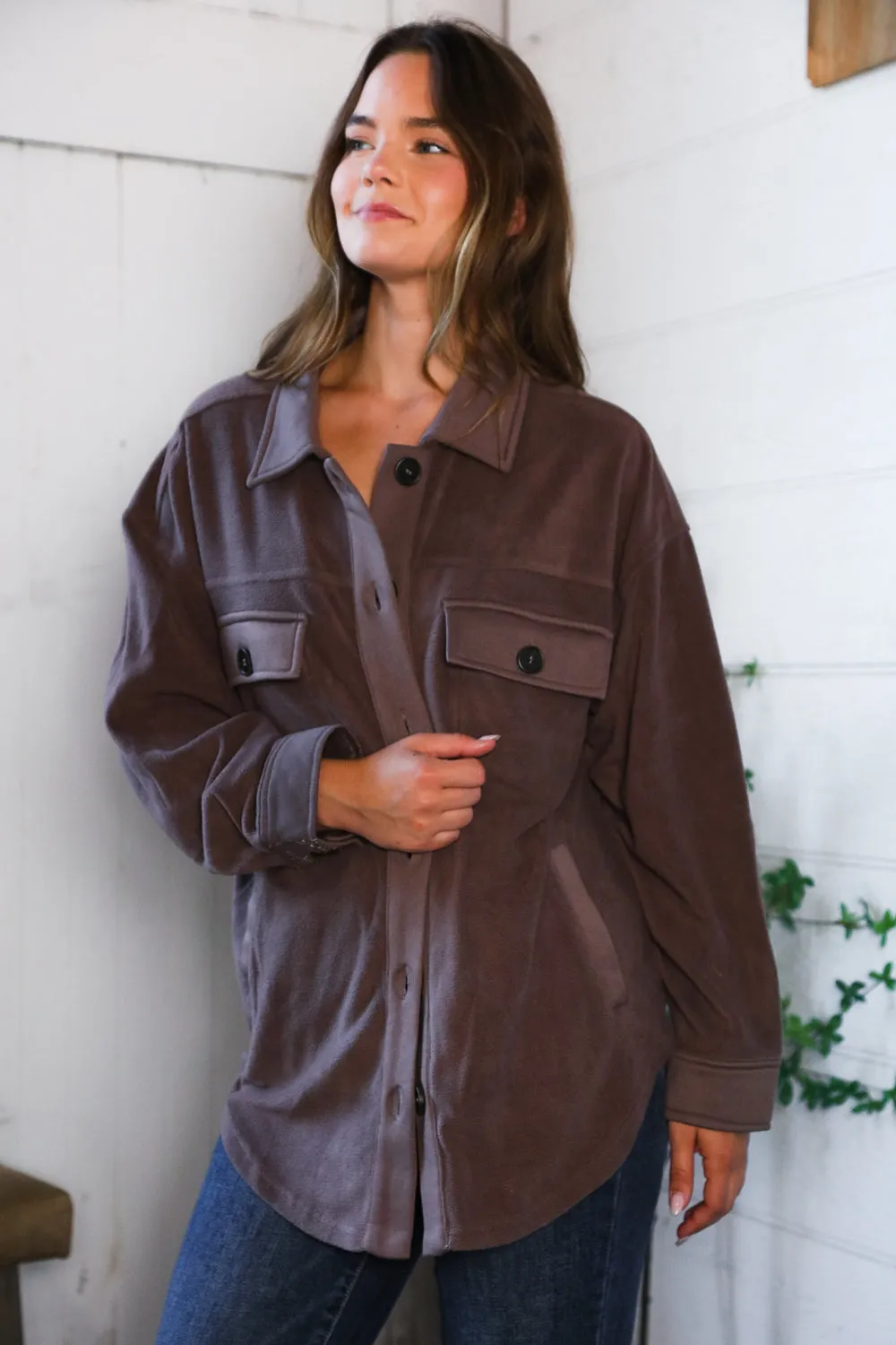 Everyday Adventures Mocha Shacket sold by Charming Charlie product image thumbnail 5