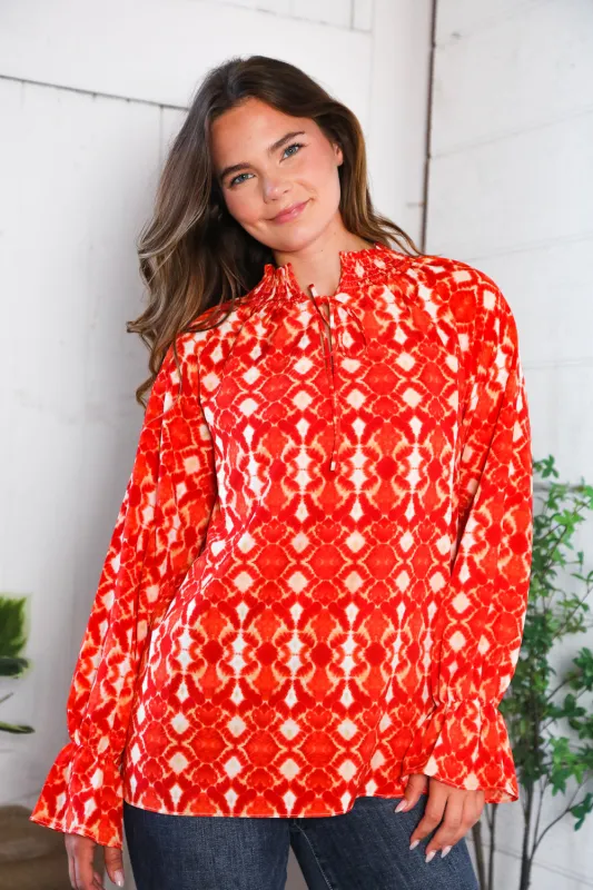 Red Hot Ruffles Woven Blouse sold by Charming Charlie