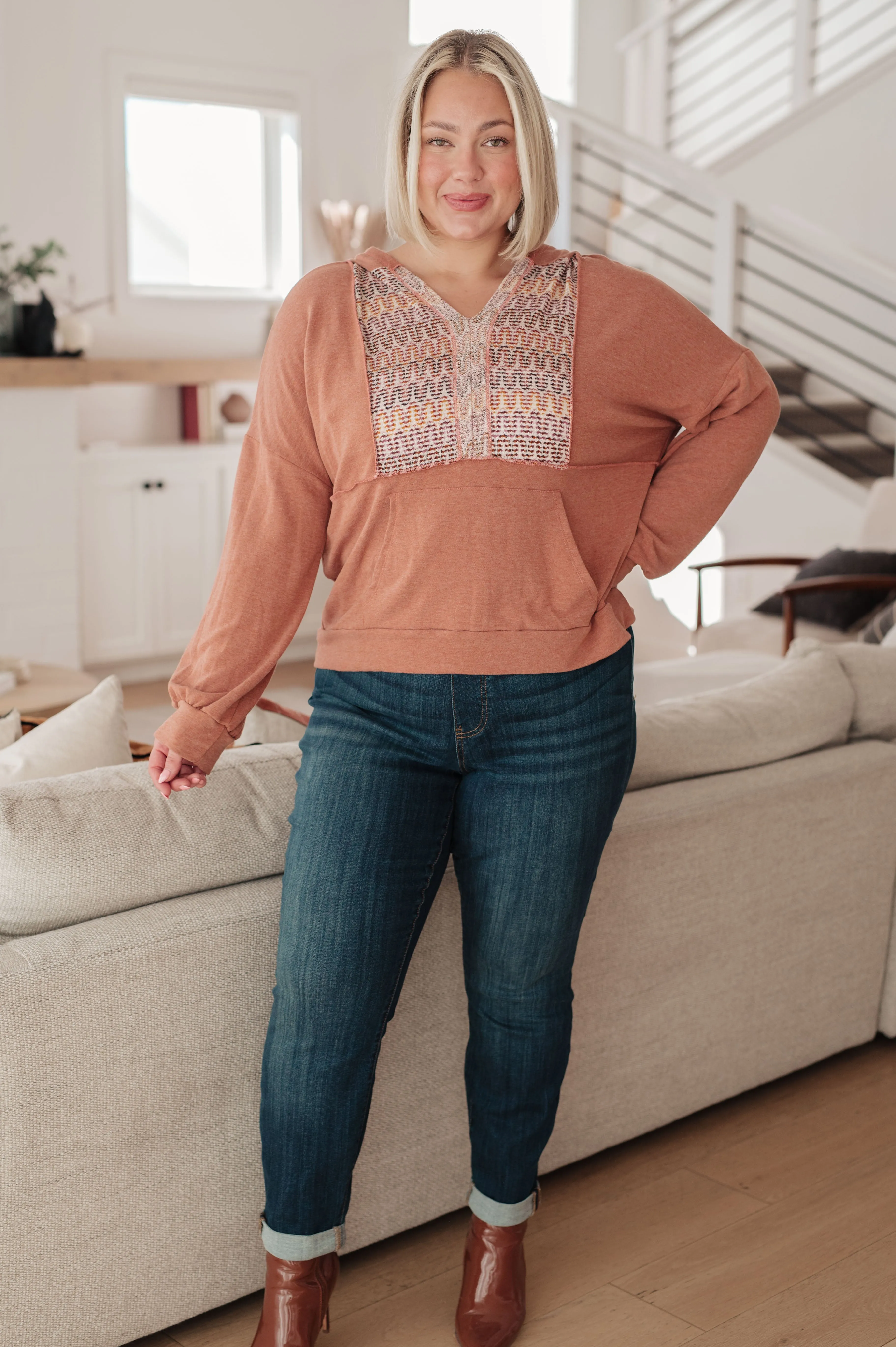 Wave Hello Mixed Print Hoodie sold by Charming Charlie product image thumbnail 3