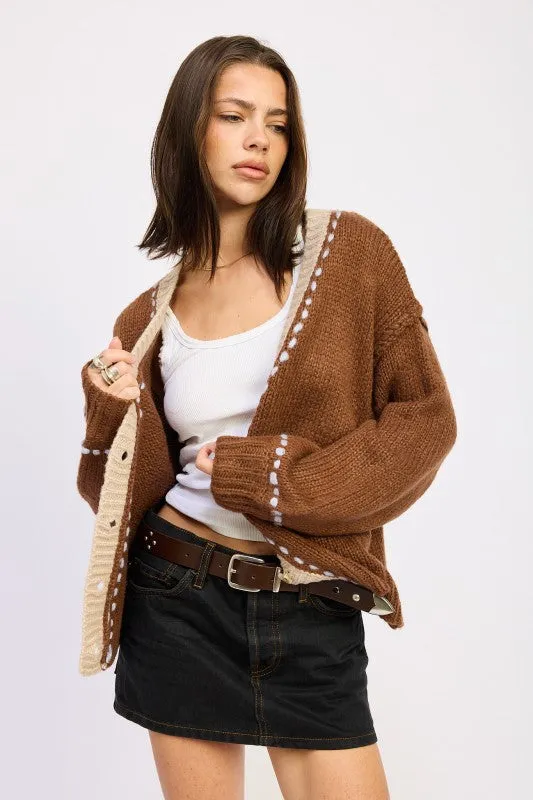 BUTTON DOWN CONTRASTED CARDIGAN sold by Charming Charlie product image thumbnail 4