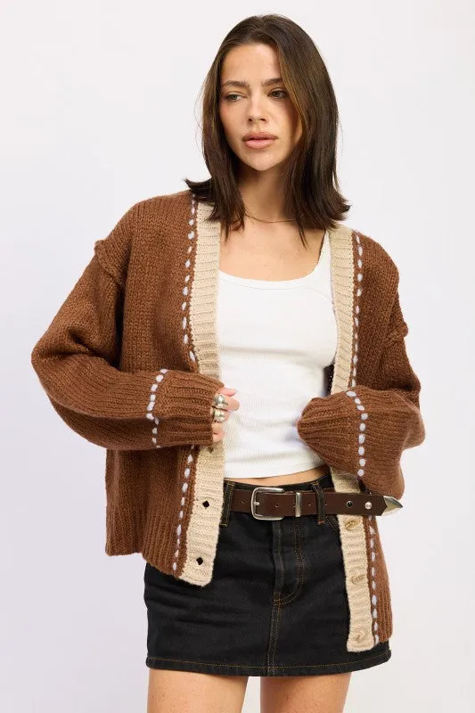 BUTTON DOWN CONTRASTED CARDIGAN sold by Charming Charlie