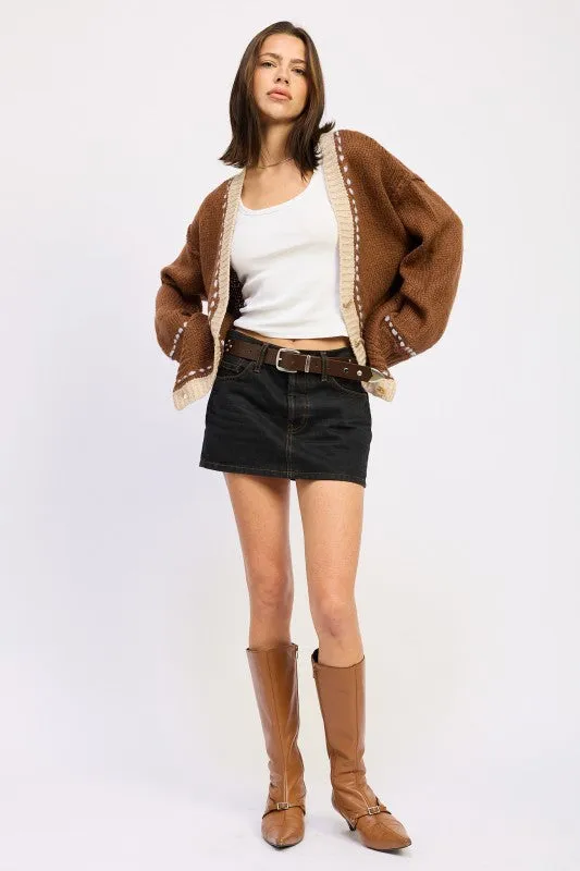 BUTTON DOWN CONTRASTED CARDIGAN sold by Charming Charlie product image thumbnail 5