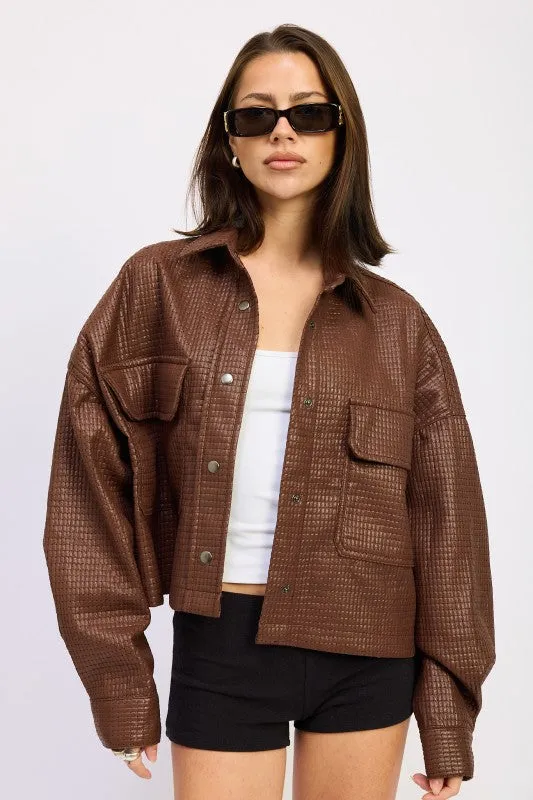 CHINTZ TEXTURED KNIT CROP JACKET sold by Charming Charlie