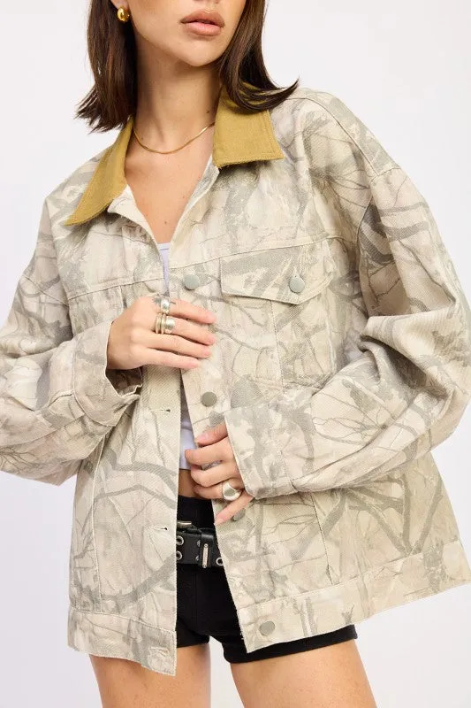 WOOLAND CAMO OVERSIZED TRUCKER JACKET sold by Charming Charlie product image thumbnail 2