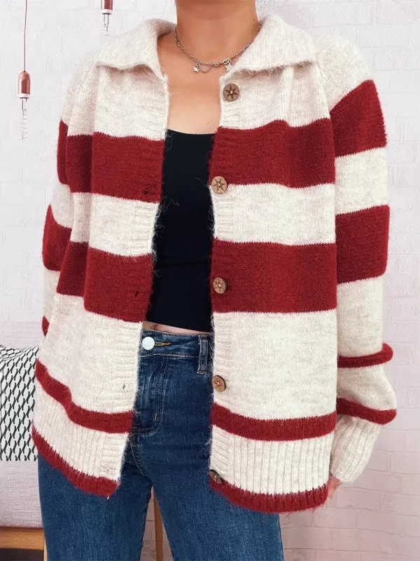 Striped Button-Up Cozy Cardigan sold by Charming Charlie