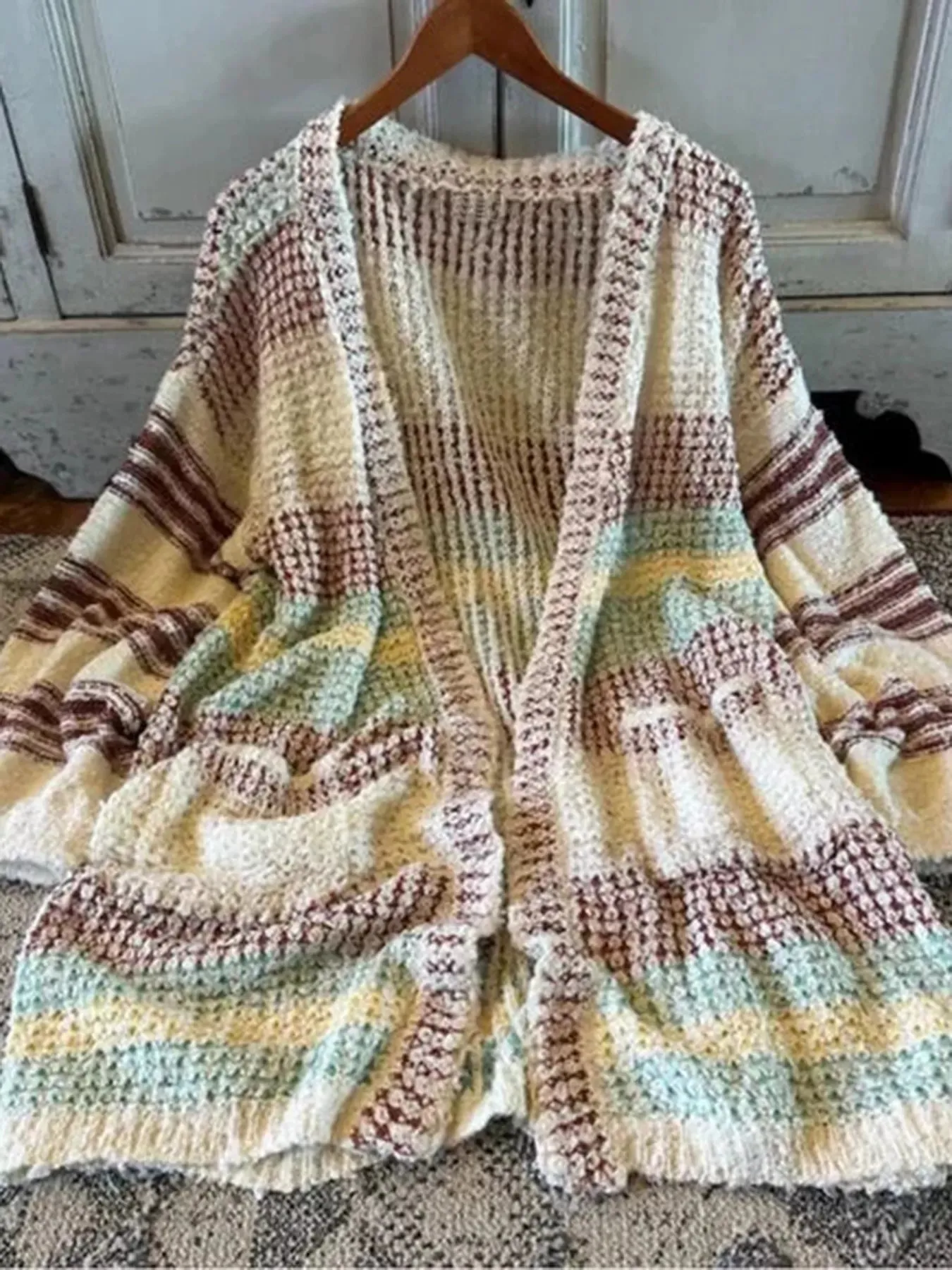 Striped Open Front Longline Cardigan sold by Charming Charlie product image thumbnail 4