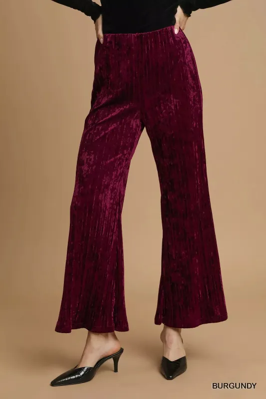 Umgee Velvet Pleated Wide Leg Pants sold by Charming Charlie