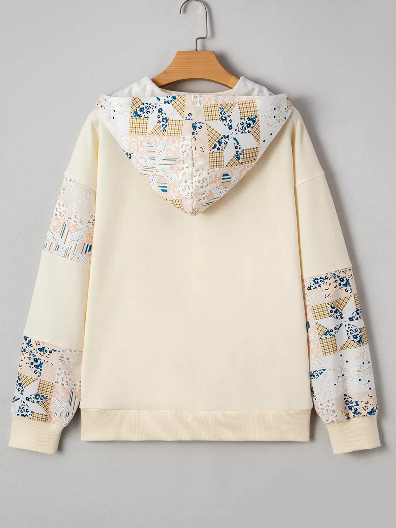 Geo Pattern Patchwork Hoodie with Kangaroo Pocket sold by Charming Charlie product image thumbnail 3