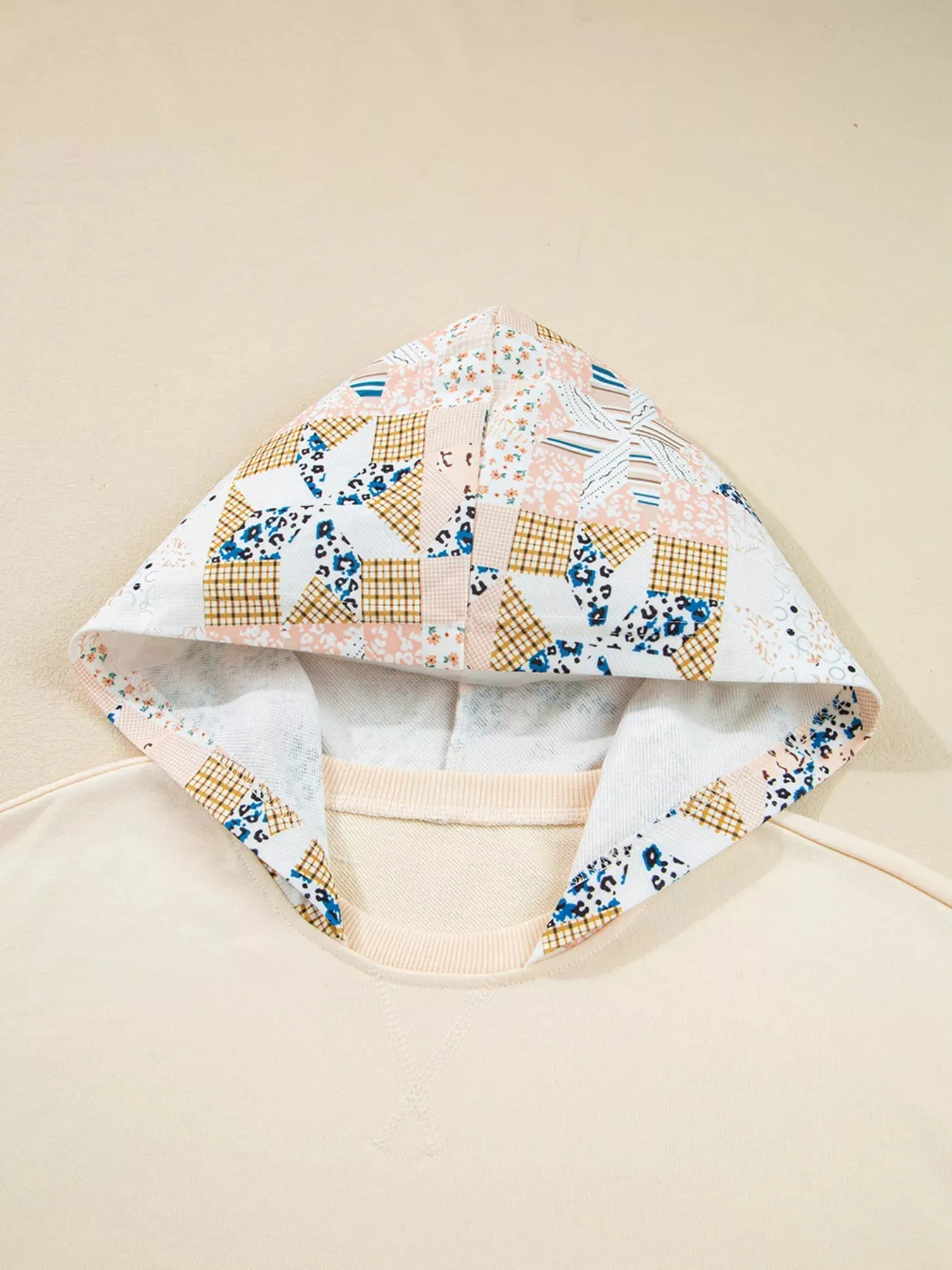 Geo Pattern Patchwork Hoodie with Kangaroo Pocket sold by Charming Charlie product image thumbnail 4