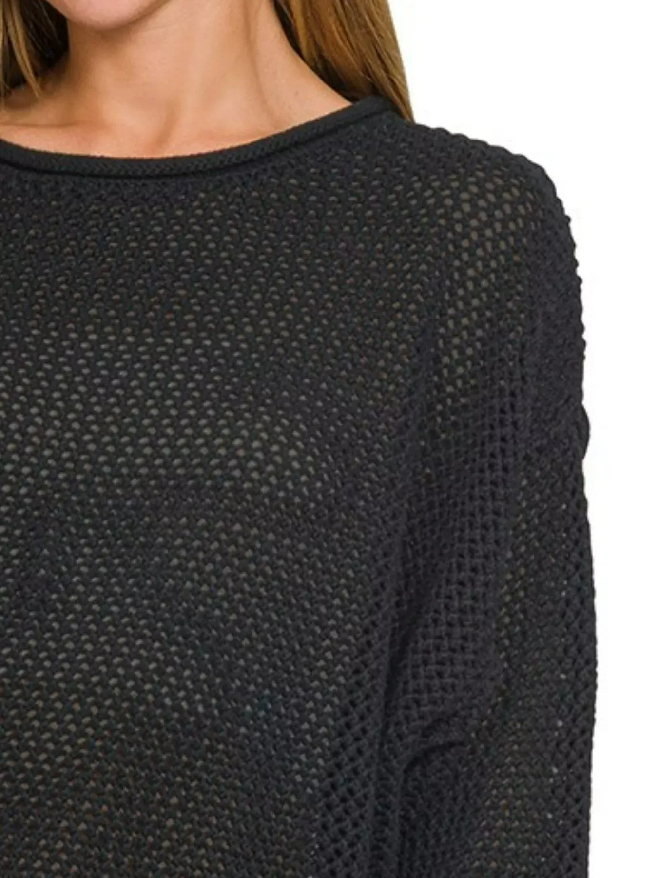 Zenana Textured Drop Shoulder Knit Top sold by Charming Charlie product image thumbnail 3
