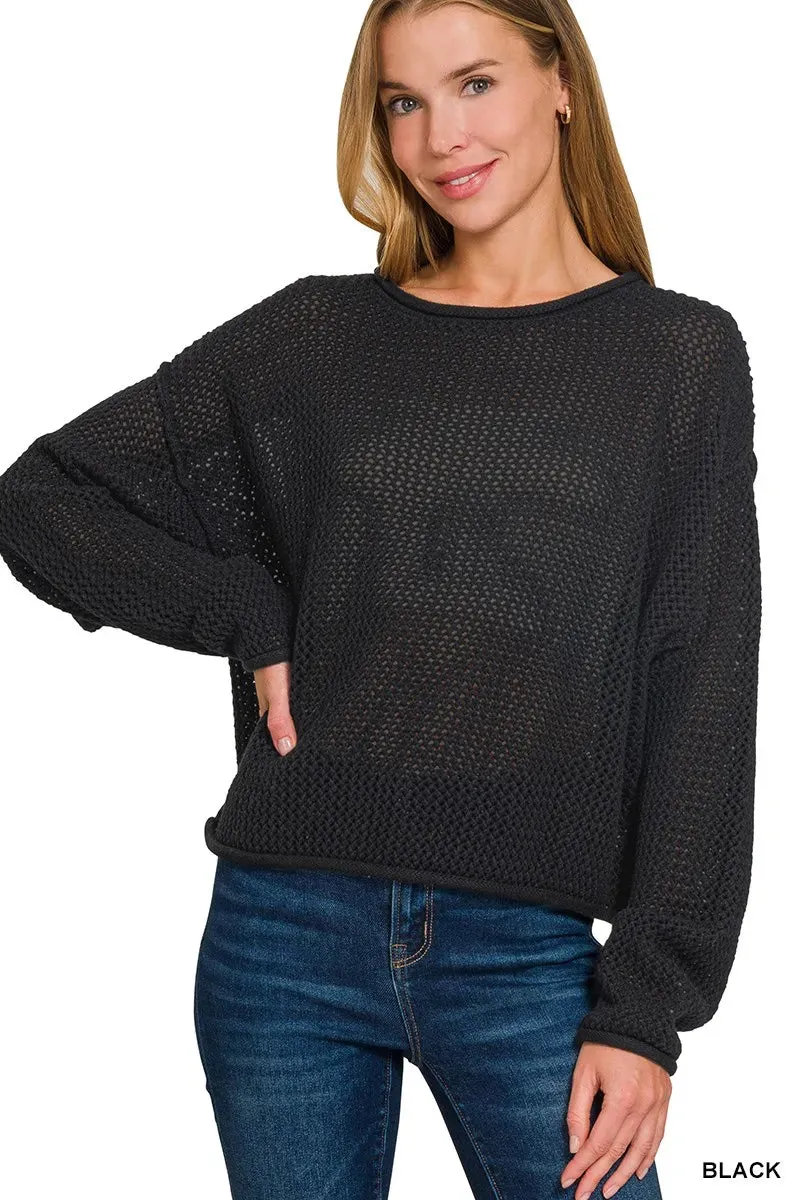 Zenana Textured Drop Shoulder Knit Top sold by Charming Charlie