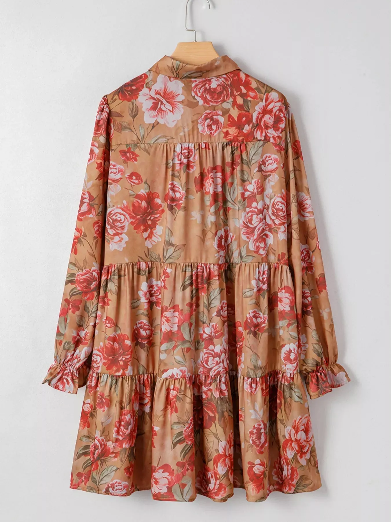 Floral Print Half Button Flounce Sleeve Ruffle Mini Dress sold by Charming Charlie product image thumbnail 3