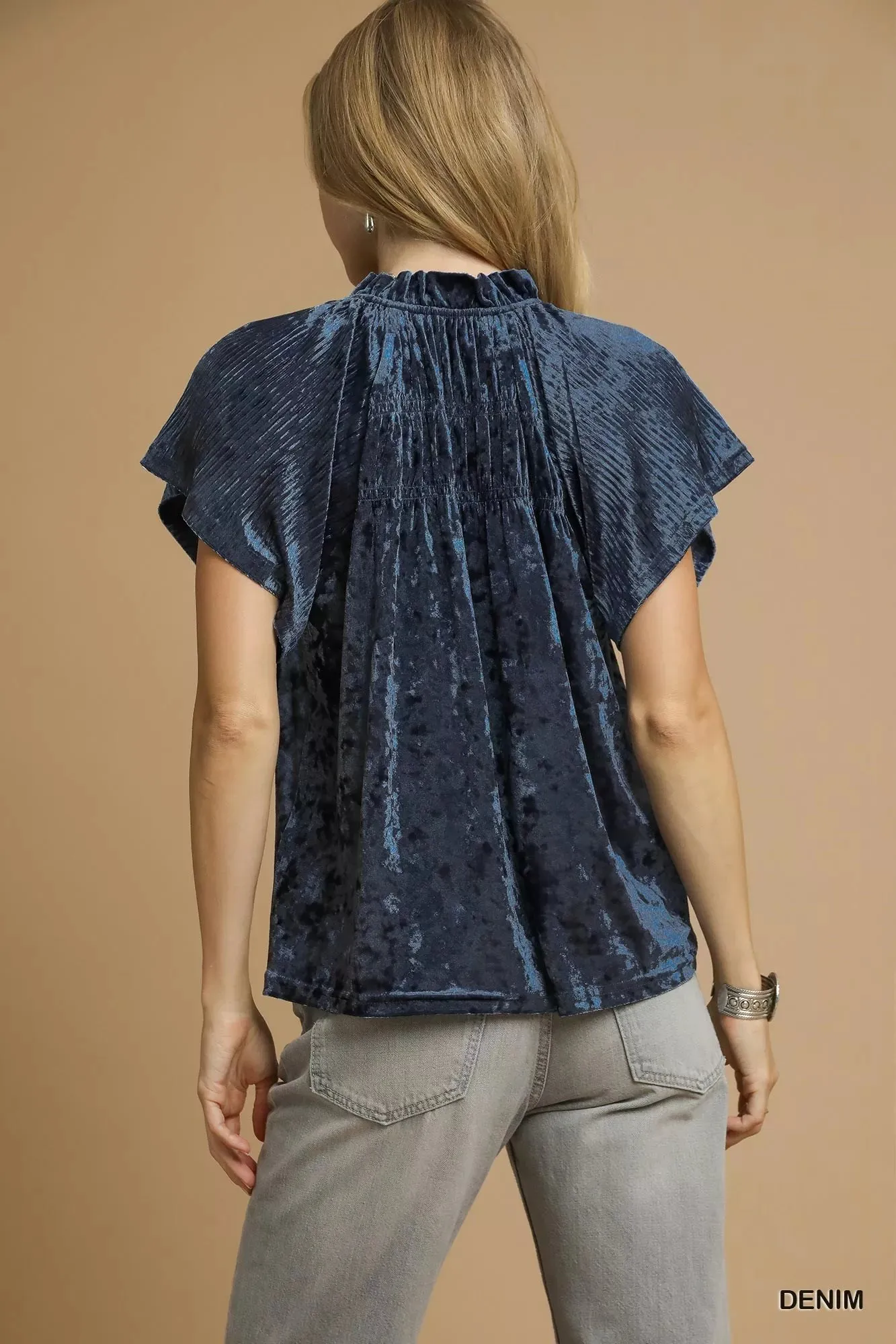 Umgee Crushed Velvet Pleated Blouse sold by Charming Charlie product image thumbnail 3