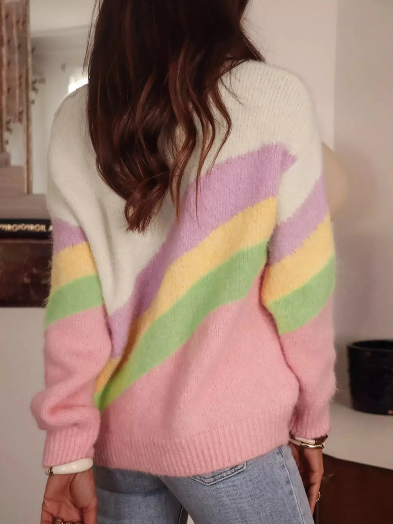Rainbow Stripe Drop Shoulder Sweater sold by Charming Charlie product image thumbnail 3