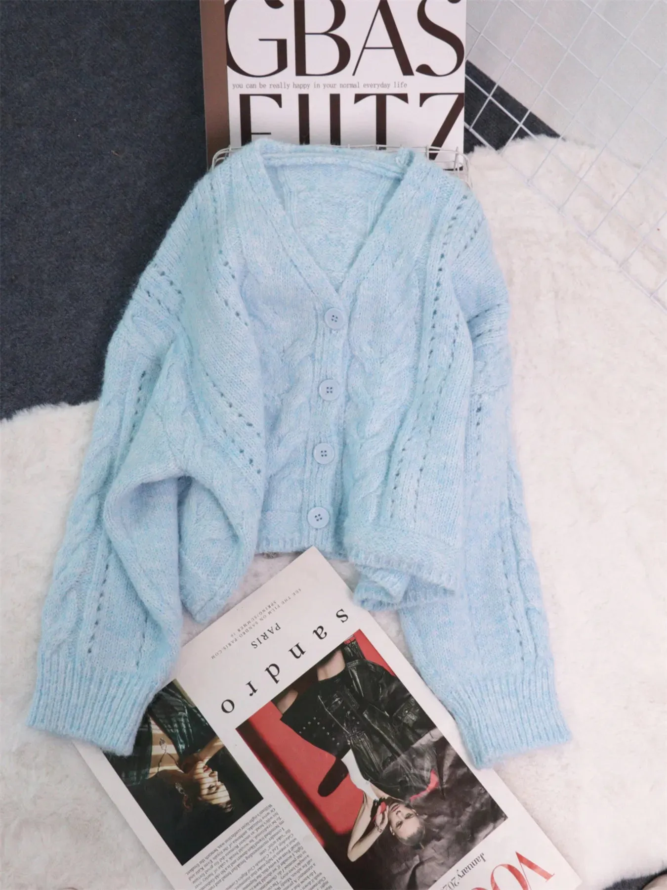 Cable Knit Button-Up Cardigan sold by Charming Charlie product image thumbnail 2