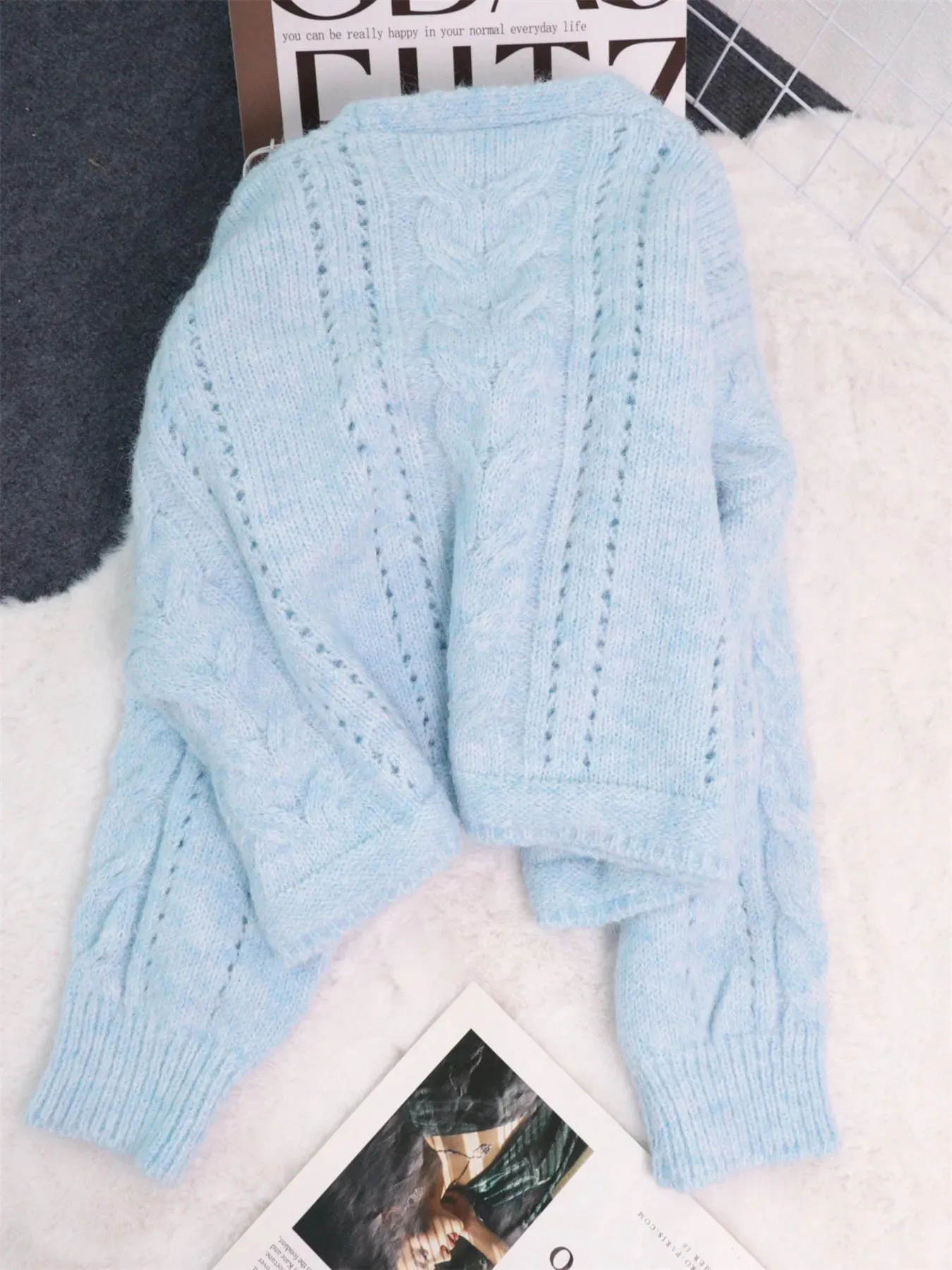 Cable Knit Button-Up Cardigan sold by Charming Charlie product image thumbnail 3