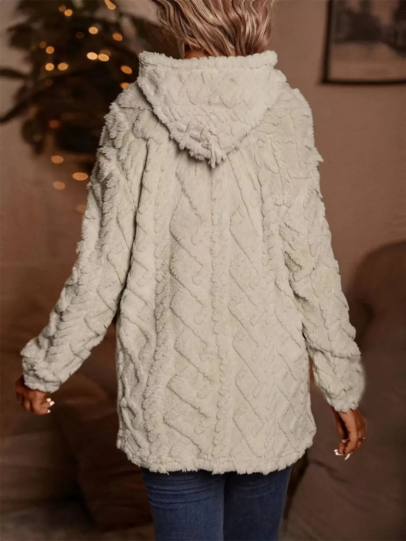 Drawstring Long Sleeve Fleece Hoodie sold by Charming Charlie product image thumbnail 3