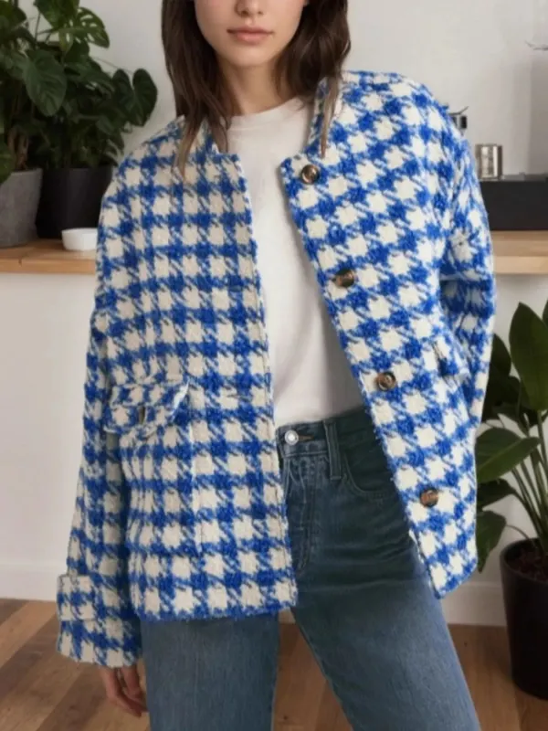 Houndstooth Button Up Long Sleeve Jacket sold by Charming Charlie