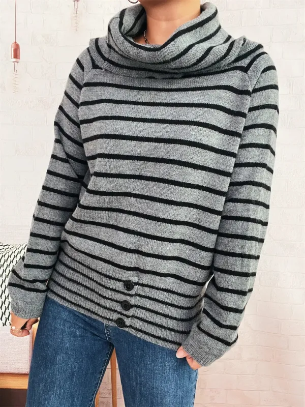 Striped Turtleneck Long Sleeve Sweater sold by Charming Charlie