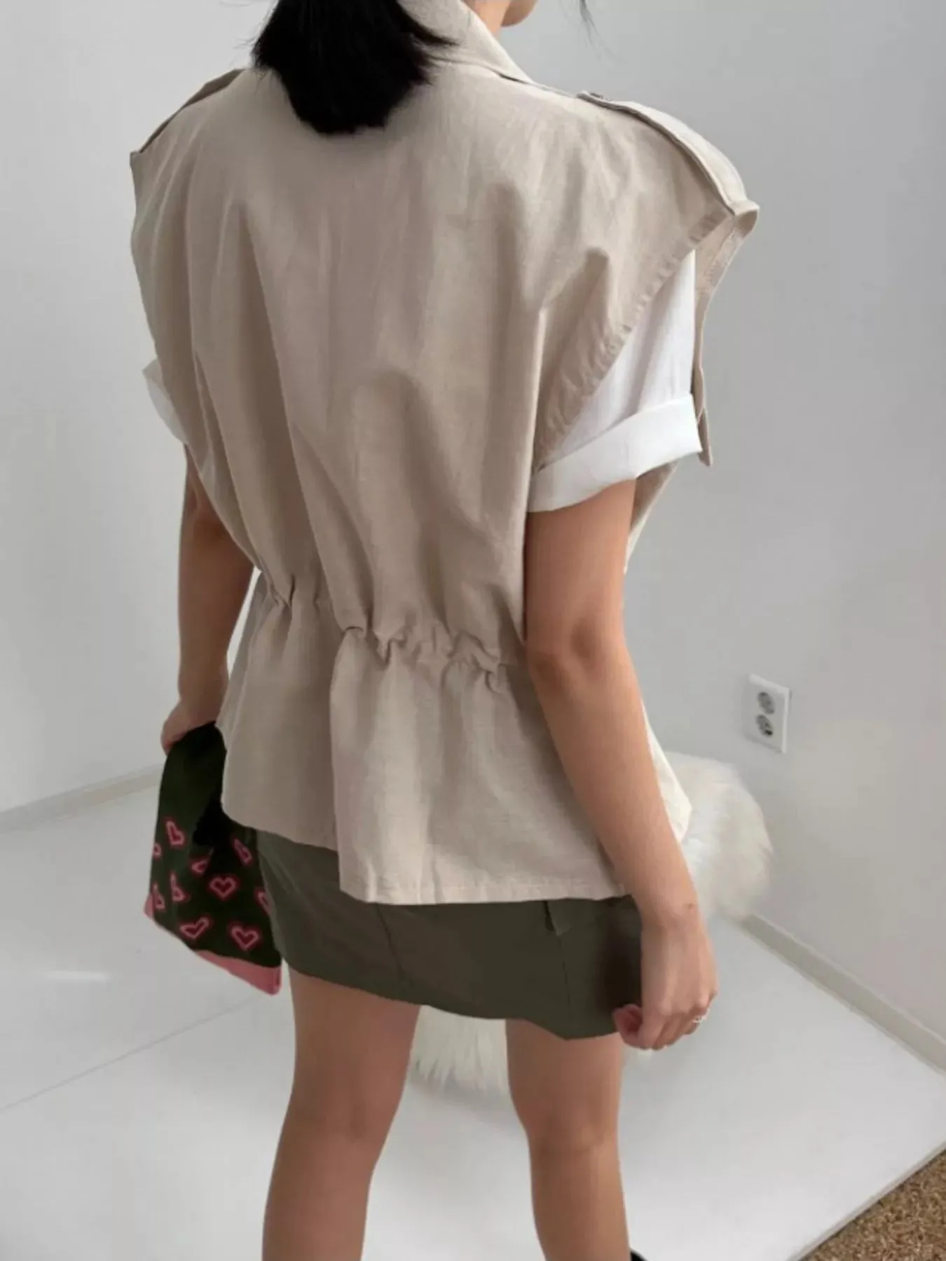 Drawstring Zip Up Vest Coat sold by Charming Charlie product image thumbnail 2