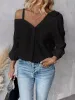 Asymmetrical Cold Shoulder Button Up Shirt sold by Charming Charlie