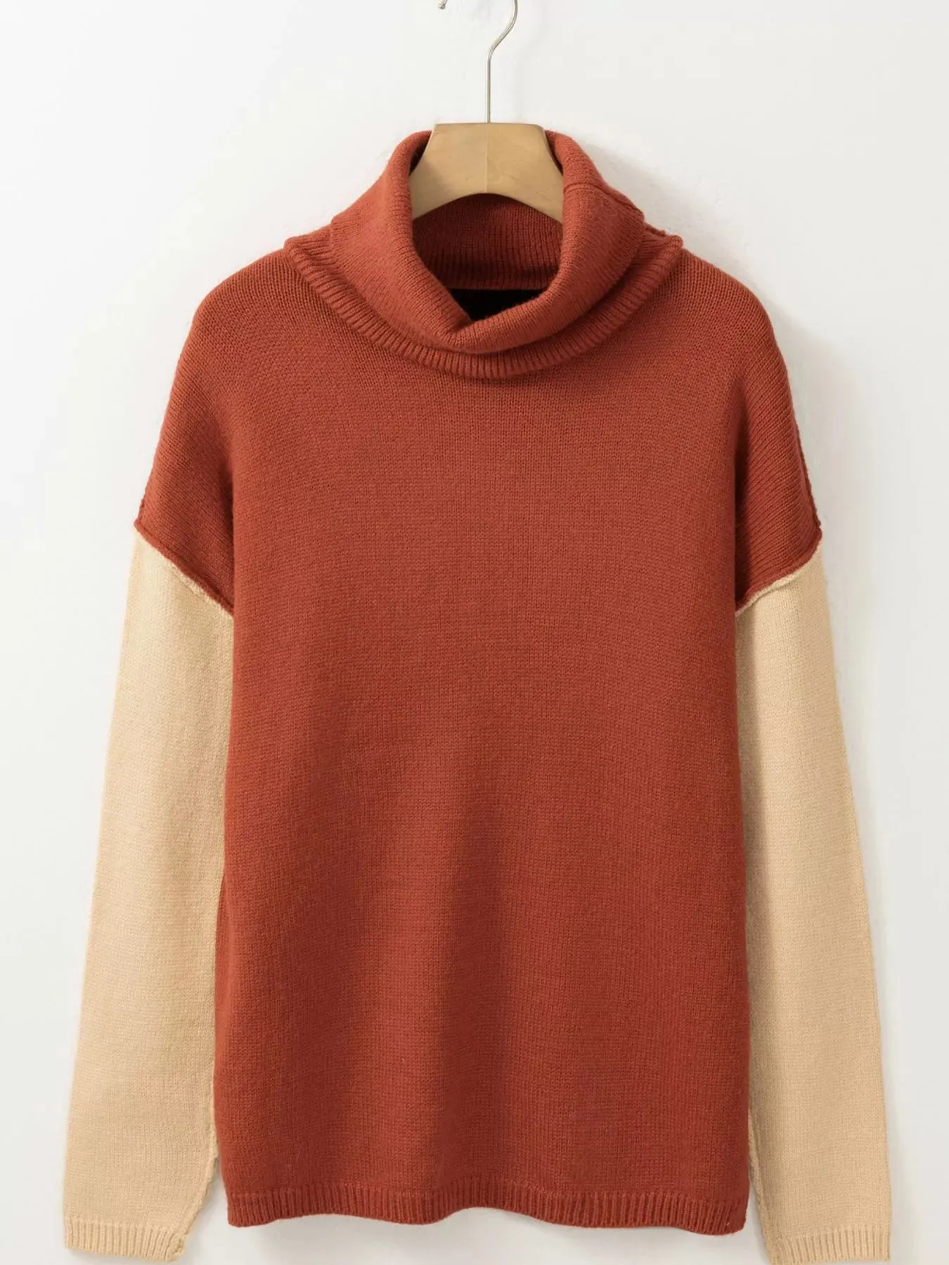 Color Block Turtleneck Drop Shoulder Knit Sweater sold by Charming Charlie product image thumbnail 4