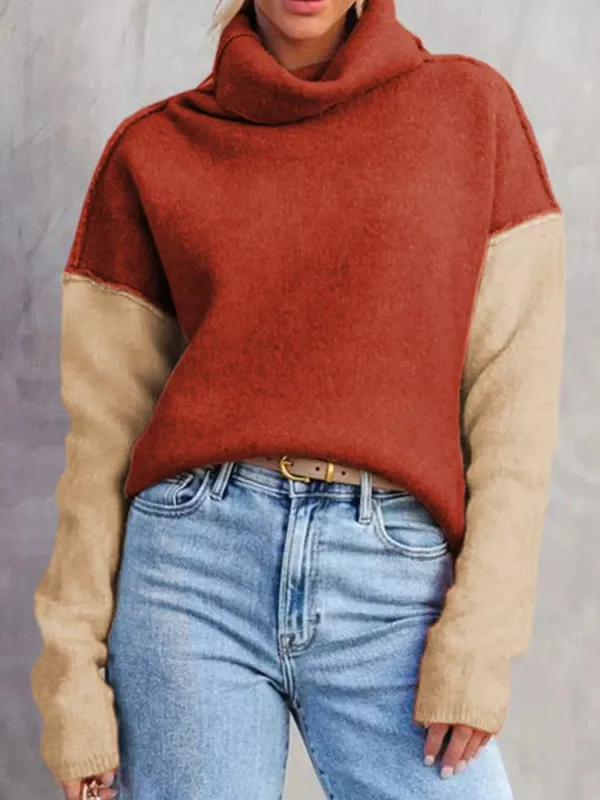 Color Block Turtleneck Drop Shoulder Knit Sweater sold by Charming Charlie