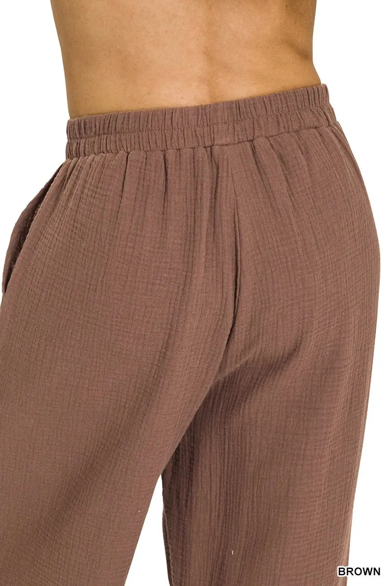 Zenana Double Gauze Elastic Band Pants sold by Charming Charlie product image thumbnail 3