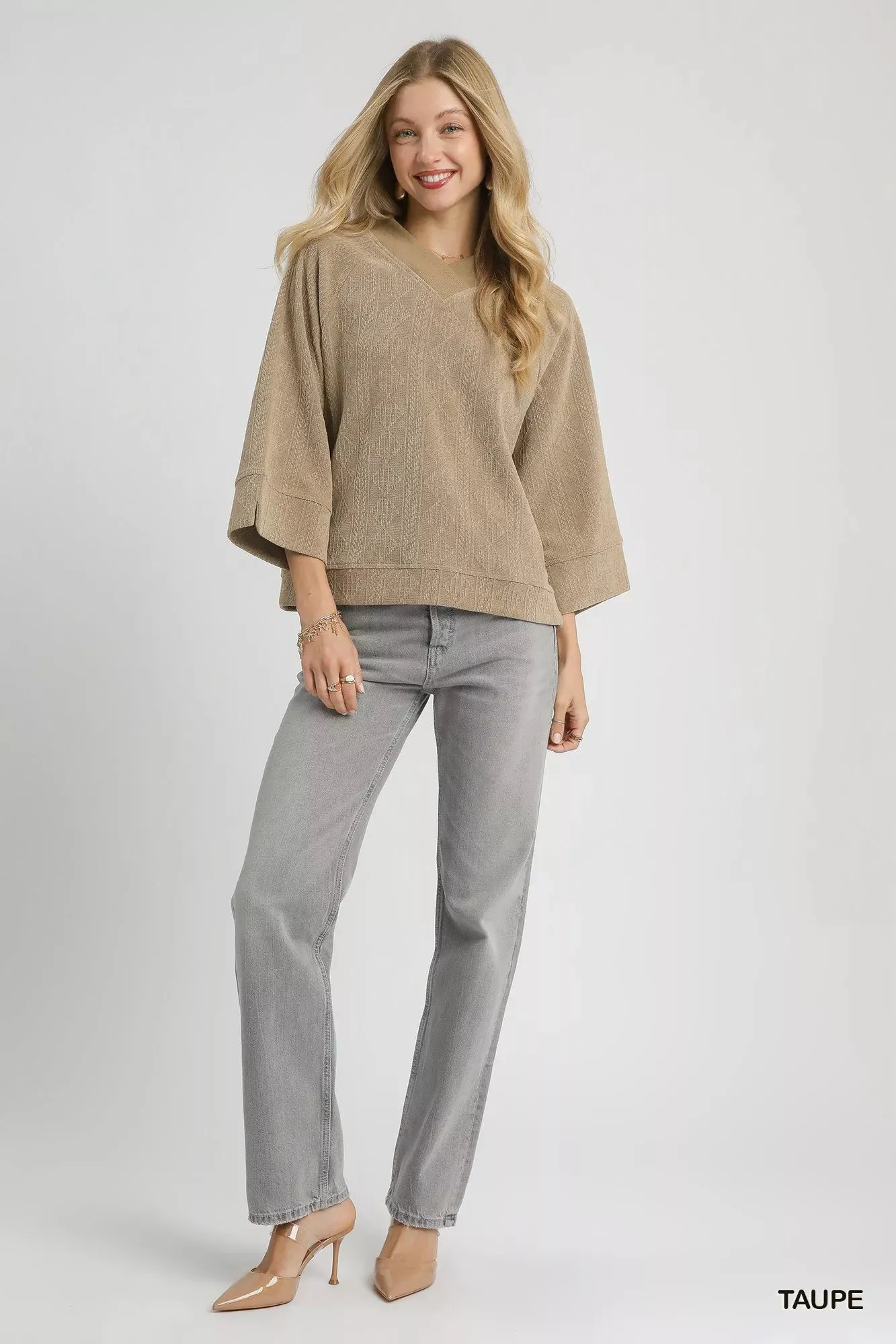 Umgee Textured Knit V-Neck Top sold by Charming Charlie product image thumbnail 2