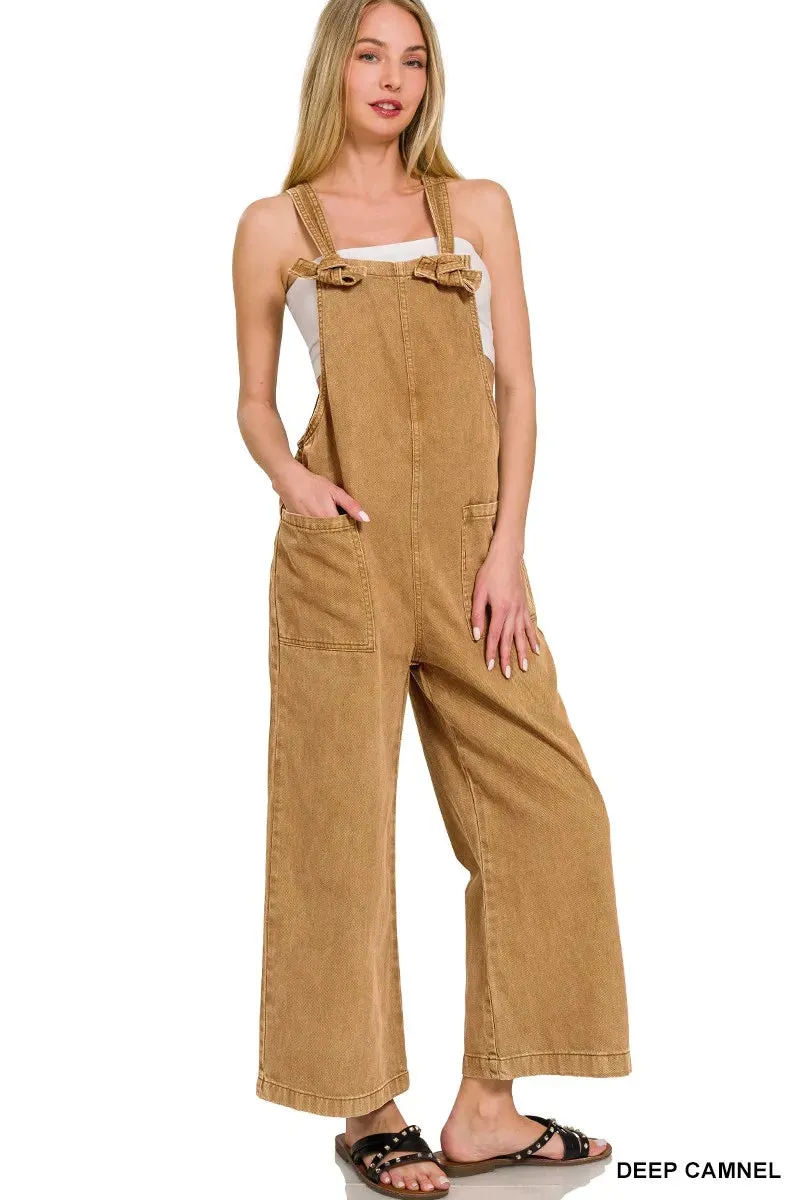 Zenana Washed Knot Strap Pockets Jumpsuit sold by Charming Charlie product image thumbnail 2