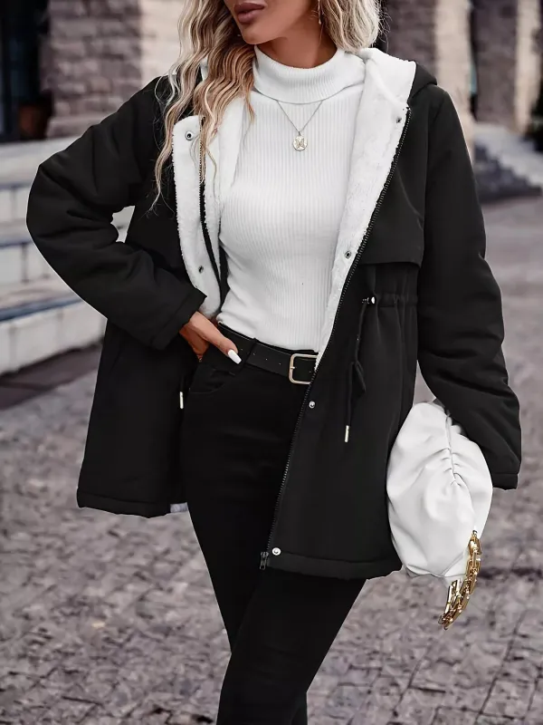 Drawstring Long Sleeve Hooded Outerwear sold by Charming Charlie