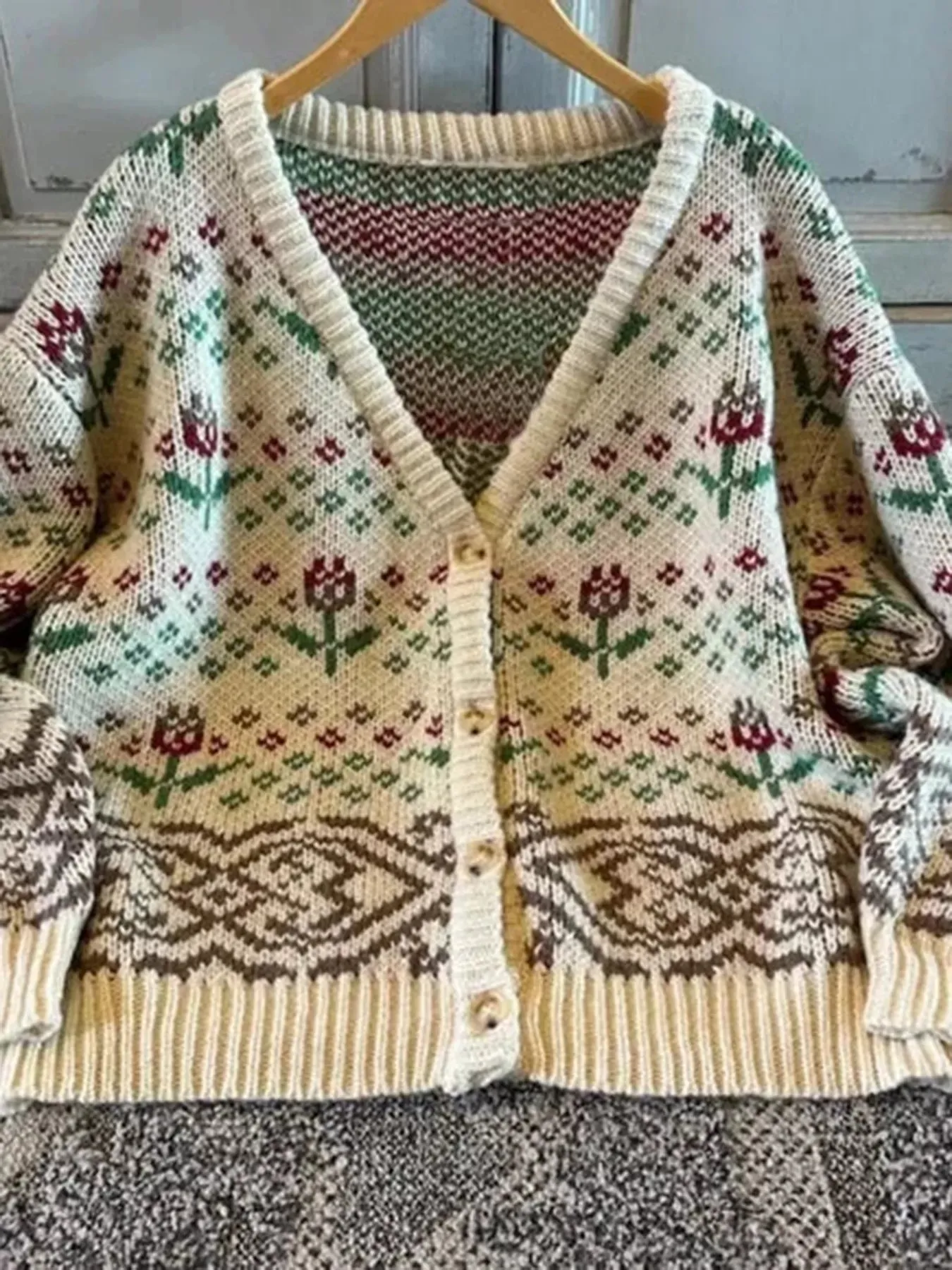 Floral Pattern Button-Up Cardigan sold by Charming Charlie product image thumbnail 4