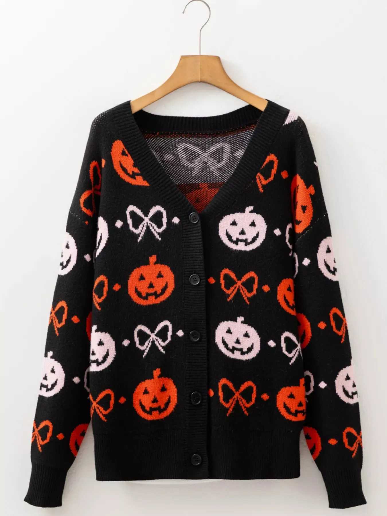 Halloween Pumpkin Pattern Button-Up Cardigan sold by Charming Charlie product image thumbnail 2